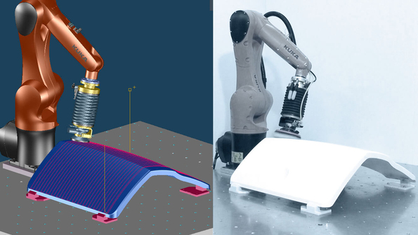 Robots de 6 ejes en el pulido de superficies Tebis